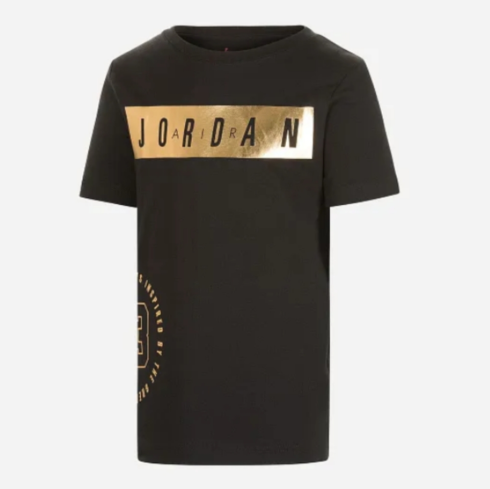 Jordan Kids Black and Gold T-Shirt Size L